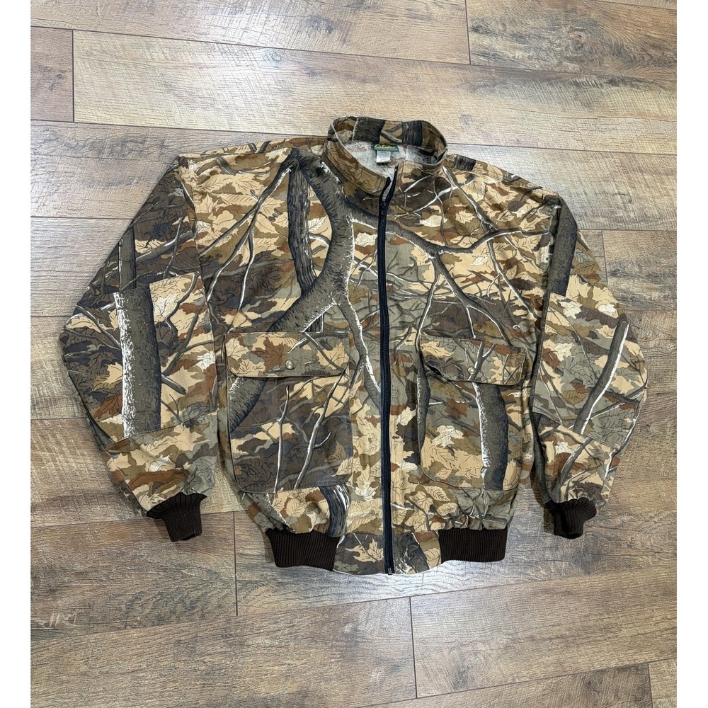 Vintage 90s Cabela's Skyline Tree Camo Full Zip Bomber Jacket Boxy XL USA Made